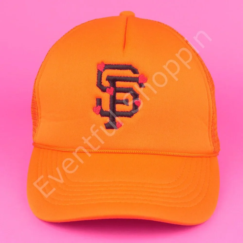 Nissun San Francisco Giants Lost Love Mesh Trucker Hat in Orange - Picture 2 of 8